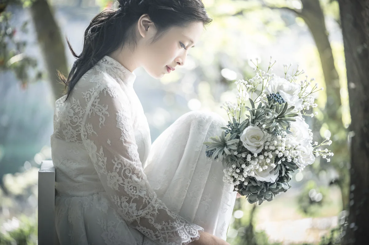 THE WEDDING TOWNの和装前撮りの髪型(綿帽子・洋髪アレンジ)